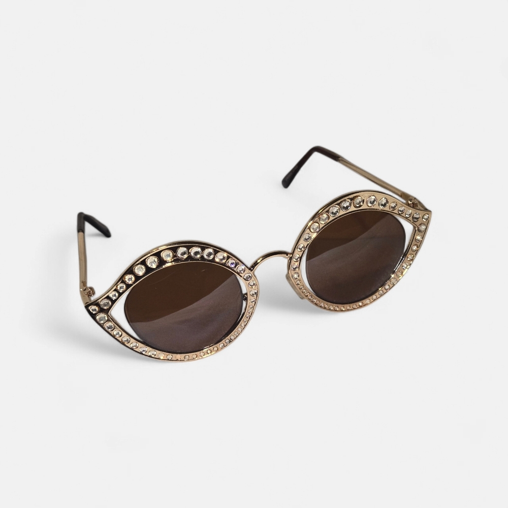 Embellished Round Sunglasses in Gold